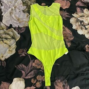 Fashion Nova Green Bodysuit with High Neckline